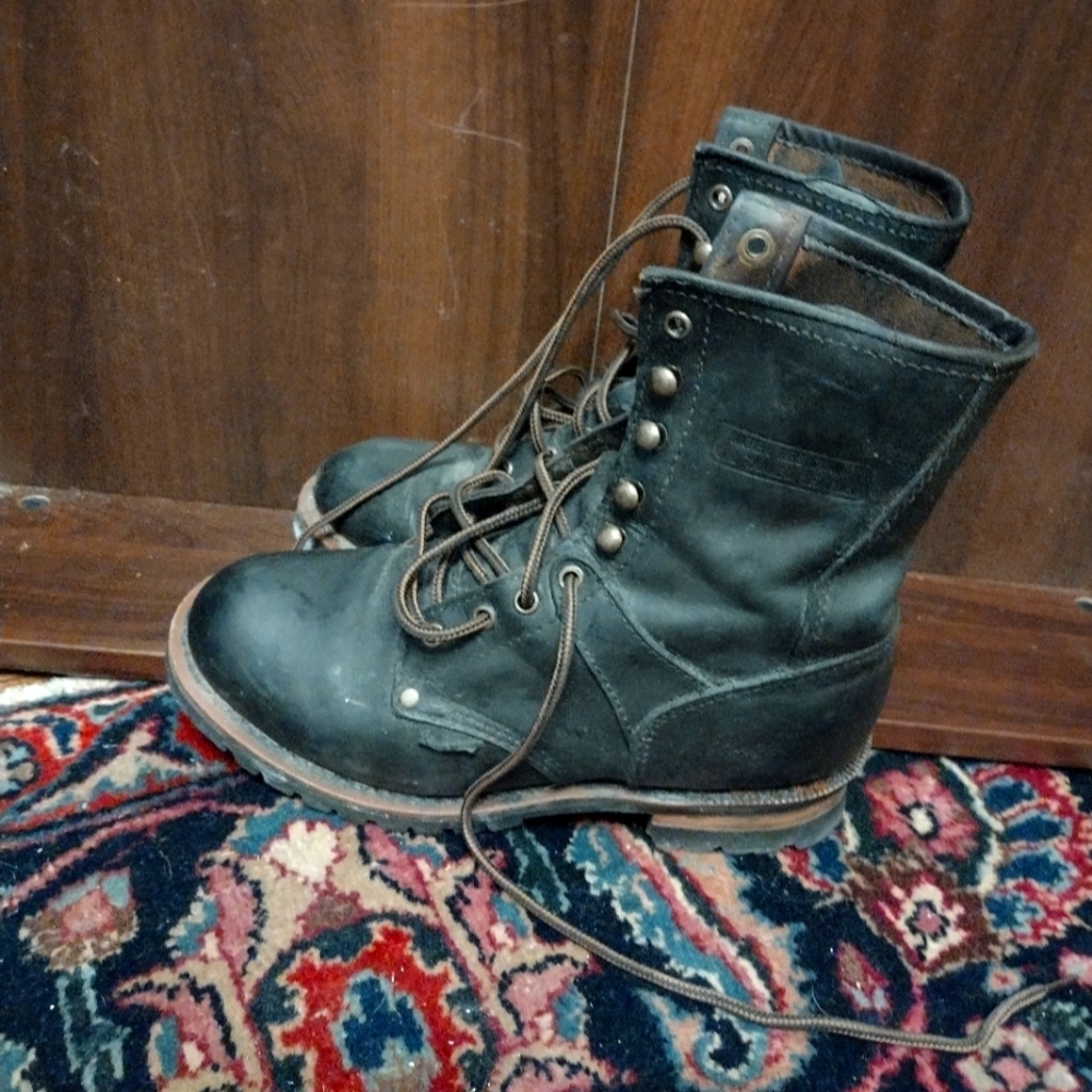 Black Lace Up Logger Boots